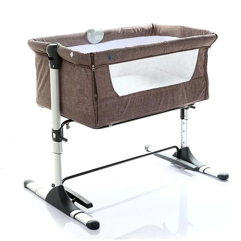 Safe Side Anne Yanı Asansörlü ve Sallanabilen Bebek Beşiği Kahverengi