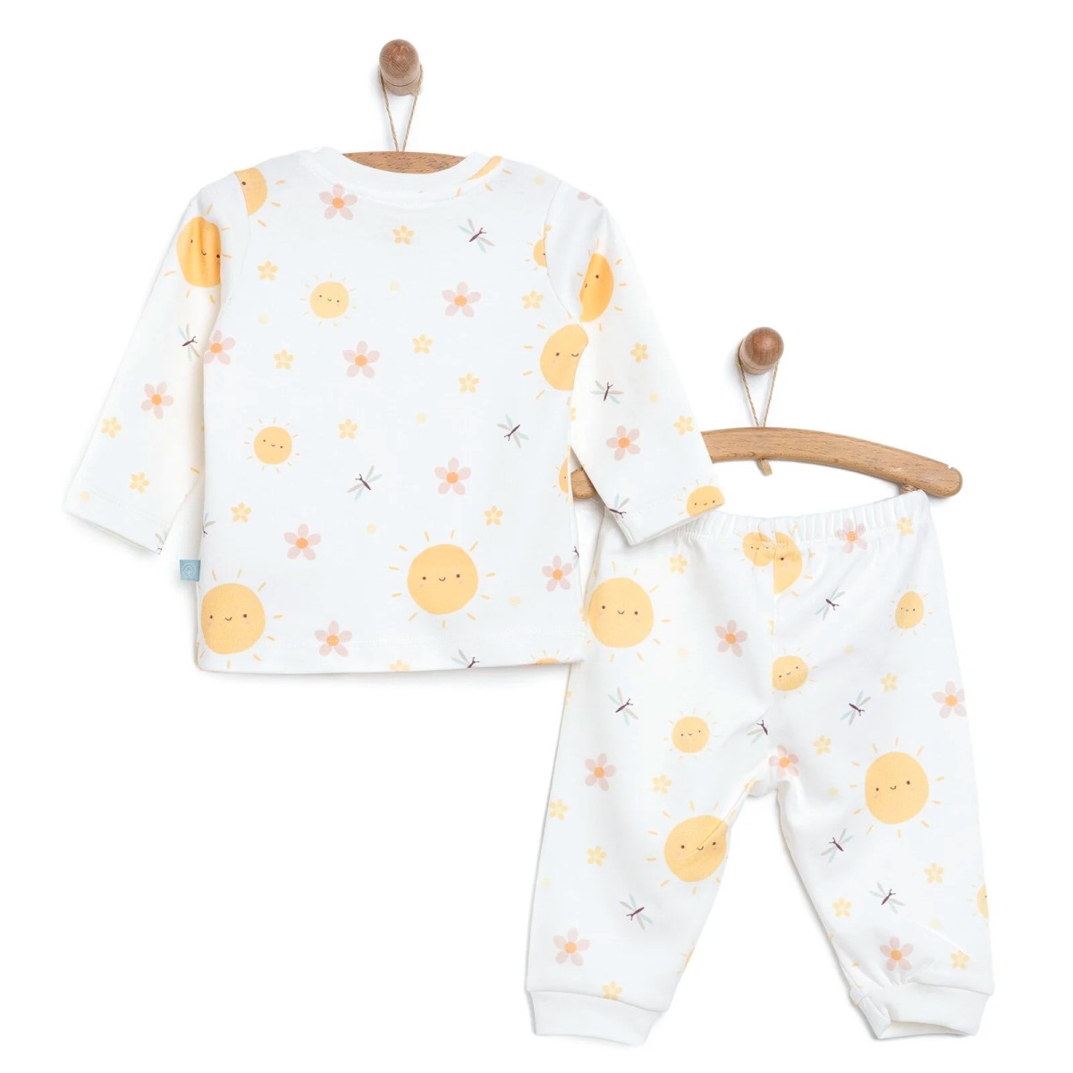Pambuliq Kız Bebek Pijama Takım Organik Kumaş Çıtçıtlı Pambuliq Bisiklet Yaka Uzun Kollu